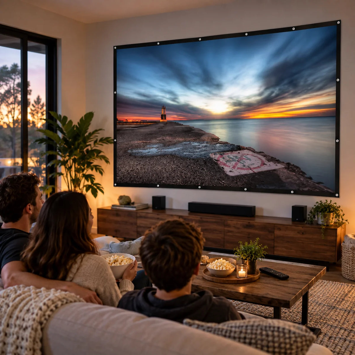 Projector Screen 120-Inch Widescreen Smooth White