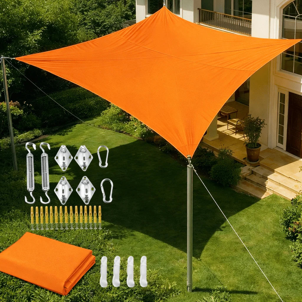 Rectangular Sun Shade Sail Waterproof UV Protection Polyester Fabric