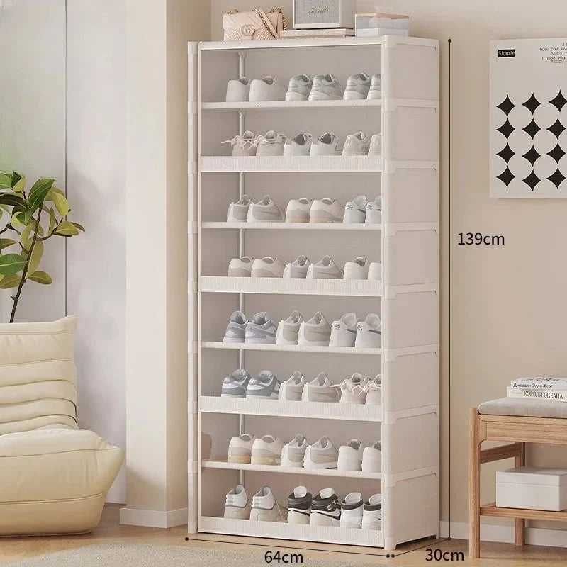 Shoe Storage Cabinet Transparent Multi-Tier Design