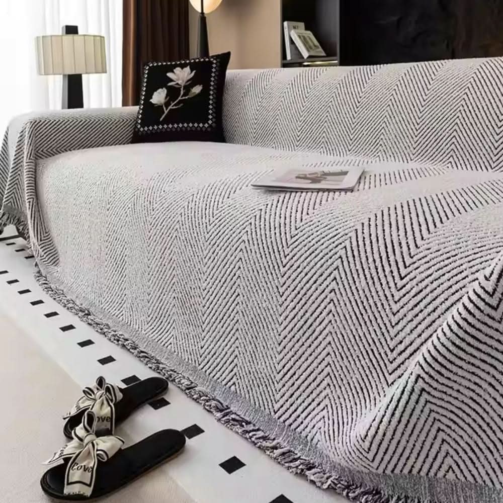 Sofa Cover Herringbone Splash-Resistant Non-Slip Backing