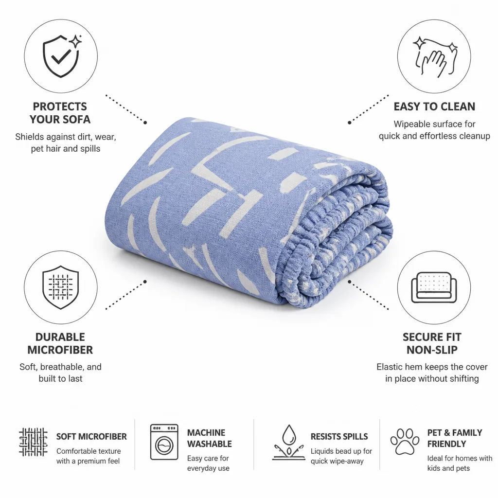 Sofa Cover Soft Microfiber Wipeable Non-Slip