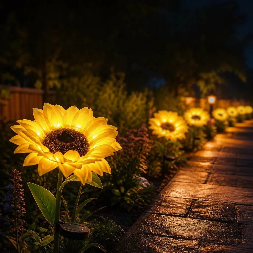 Solar Garden Light Sunflower Design Dusk Sensor