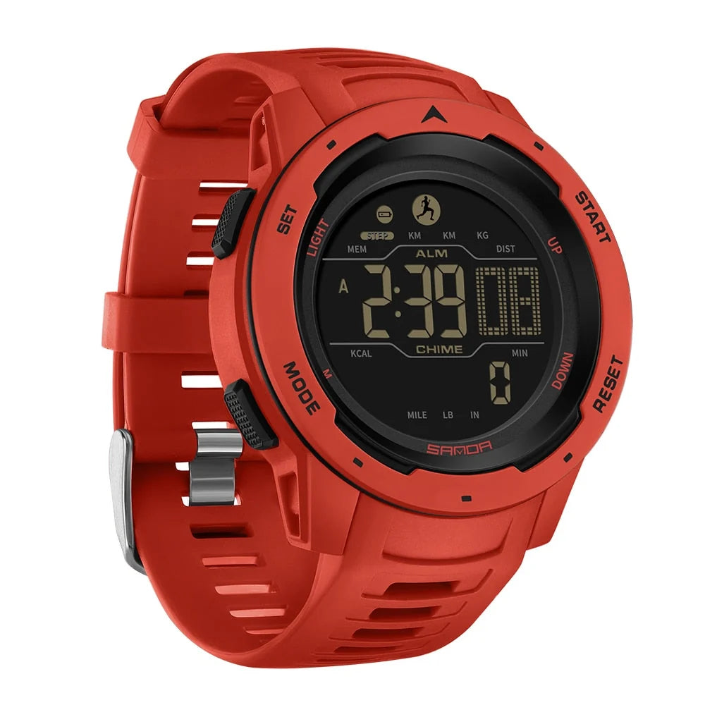 Sports Watch Digital Pedometer Waterproof 165 Ft Rubber Strap
