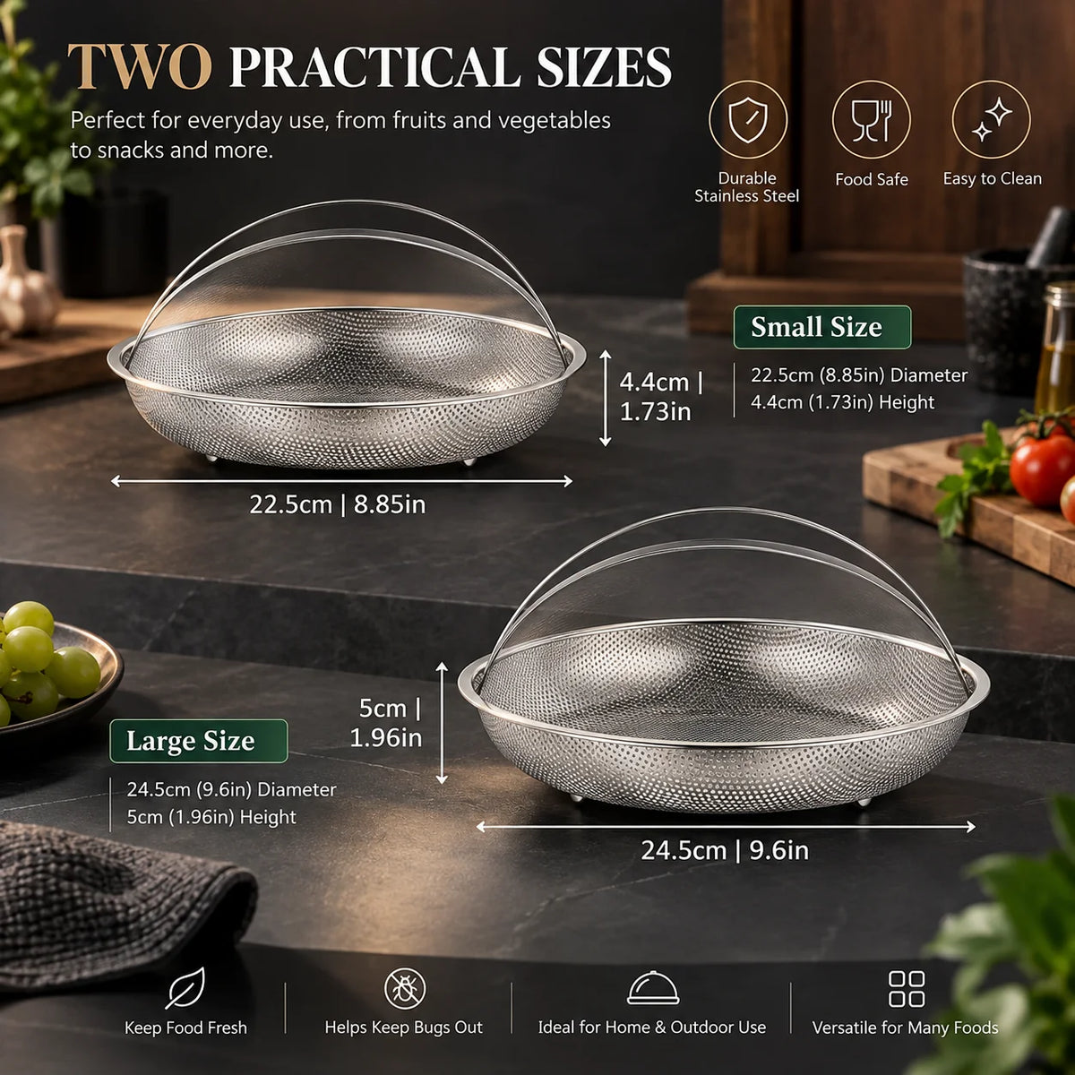 Steamer Baskets Stainless Steel Perforated 2-Piece Set