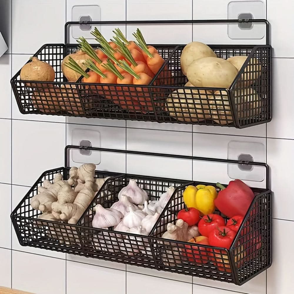 Storage Basket Wall-Mounted Open Wire Rust-Resistant Metal