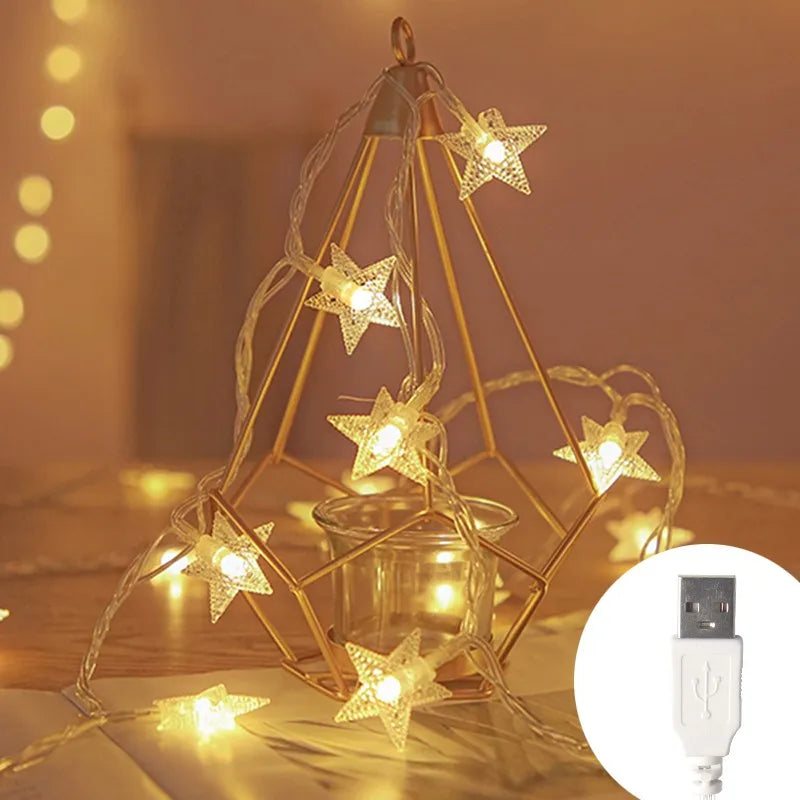 String Lights Star LED Battery & USB Indoor Outdoor