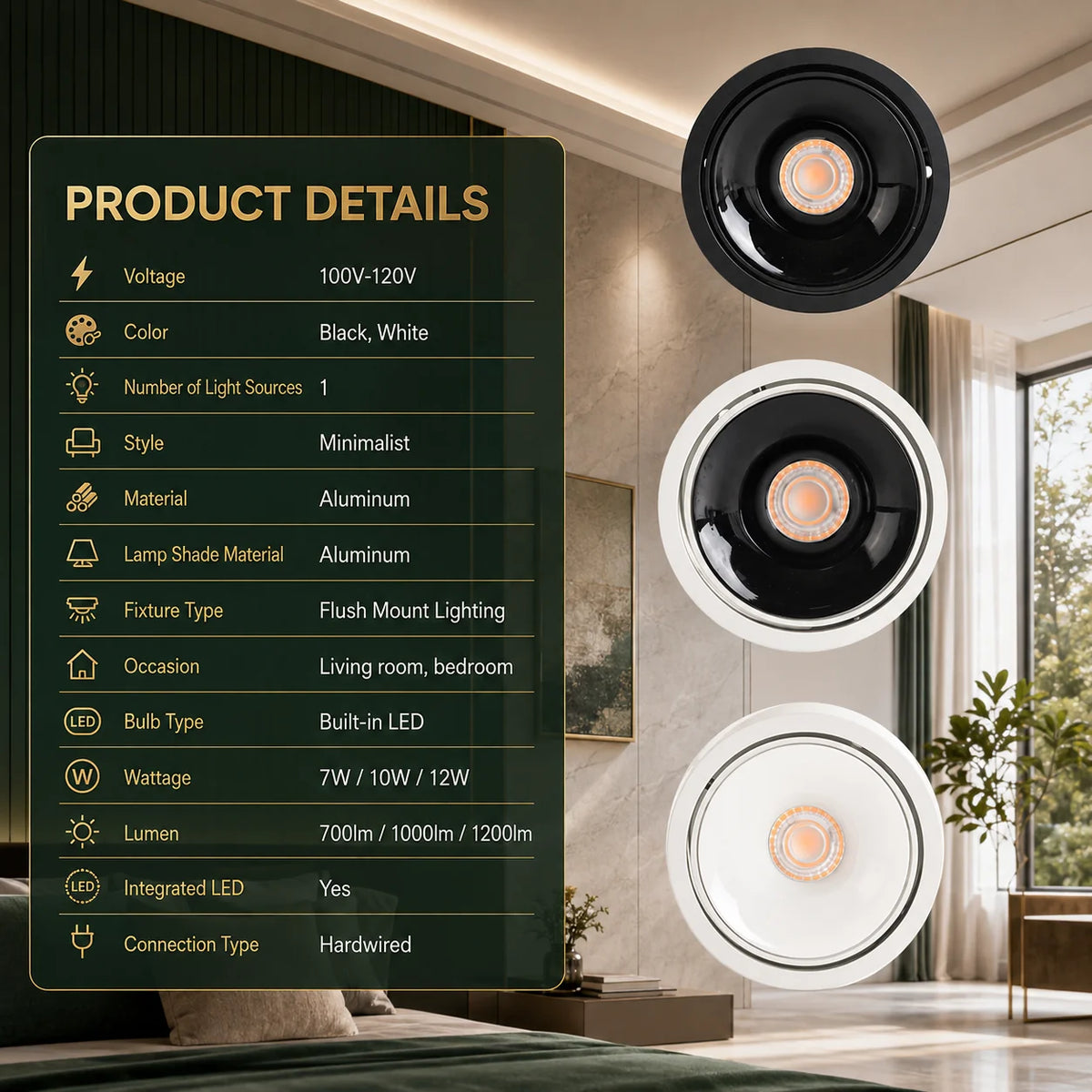 Surface Mount Spot Light Adjustable Swivel Head Integrated LED