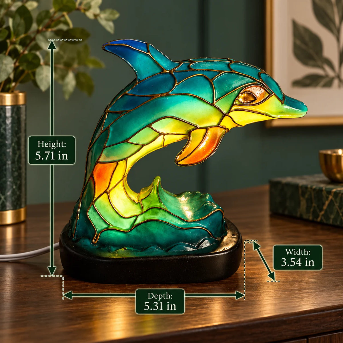 Table Lamp Stained Resin Animal Design Warm Ambient Glow