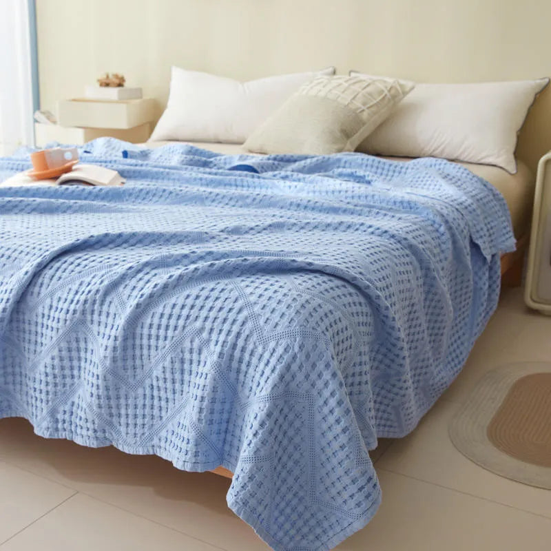 Throw Blanket 100% Cotton Muslin Plaid