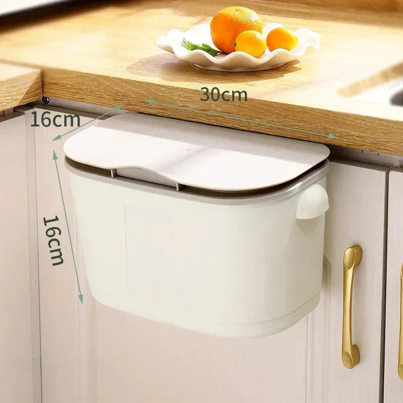 Trash Bin Wall-Mounted Lidded Space-Saving