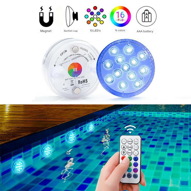 Underwater LED Lamp 16 Colors Four Modes IP68 Waterproof