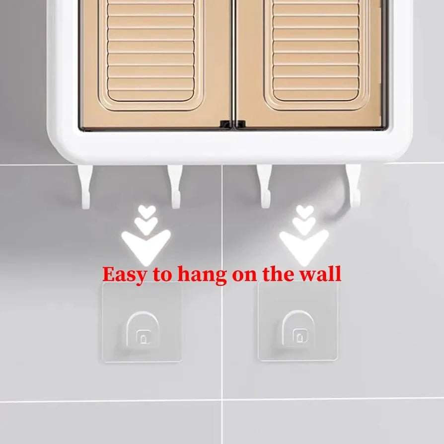 Wall-Mounted Cosmetic Organizer Three-Tier Magnetic Doors Space-Saving