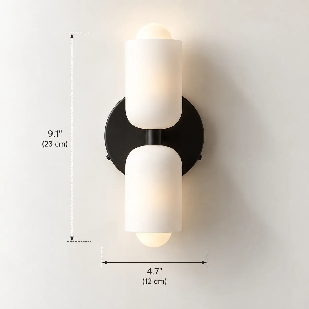 Wall Sconce Double Frosted Globes Plug-In & Hardwired