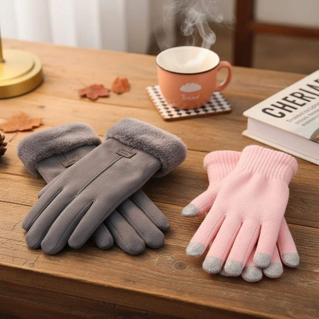 Winter Gloves Fleece-Lined Touchscreen-Compatible Water-Repellent