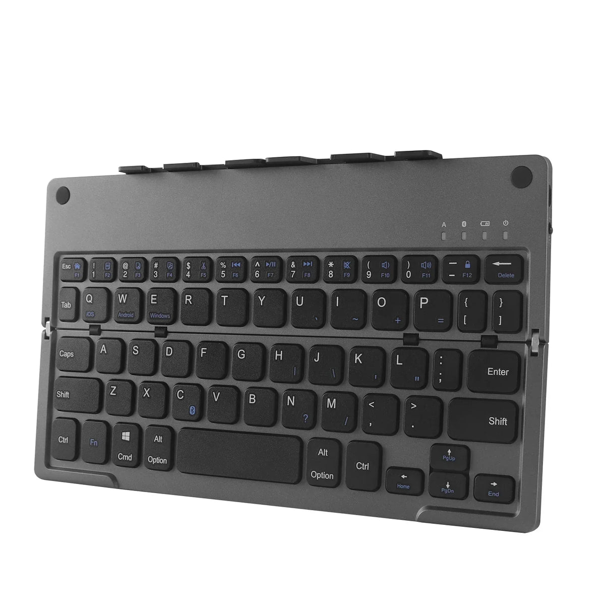 Wireless Keyboard Foldable With Integrated Phone Holder Bluetooth Rechargeable