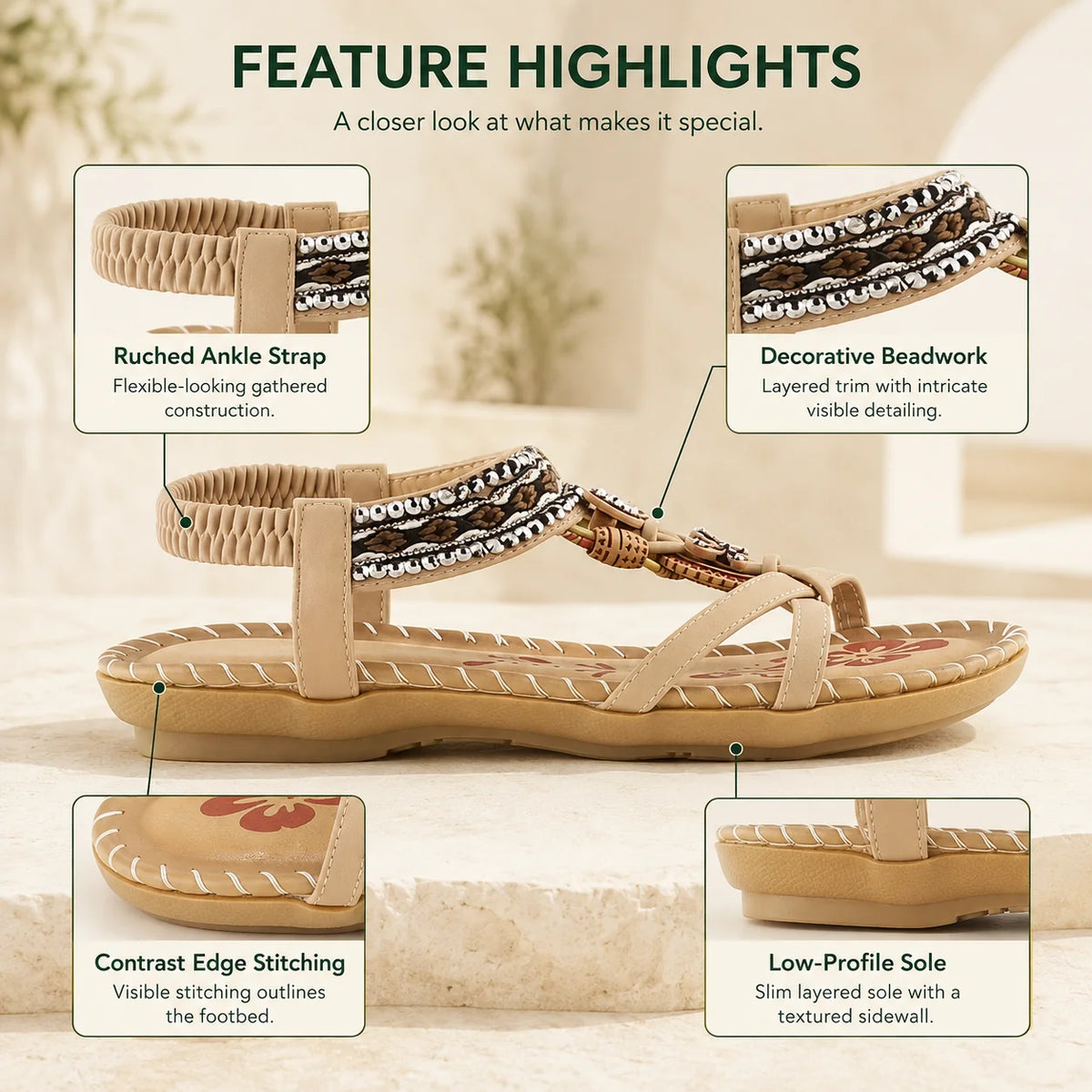 Women's Sandals Slip-On Back Strap Padded Footbed Textured Outsole