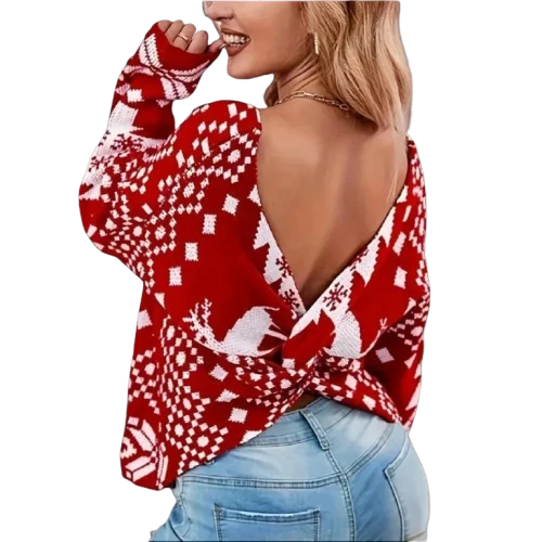 Women's Top Open Back Twist Loose Fit