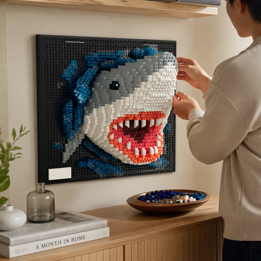 3D Wall-Mounted Building Kit With Shark & Eagle Designs (2000 Pieces)
