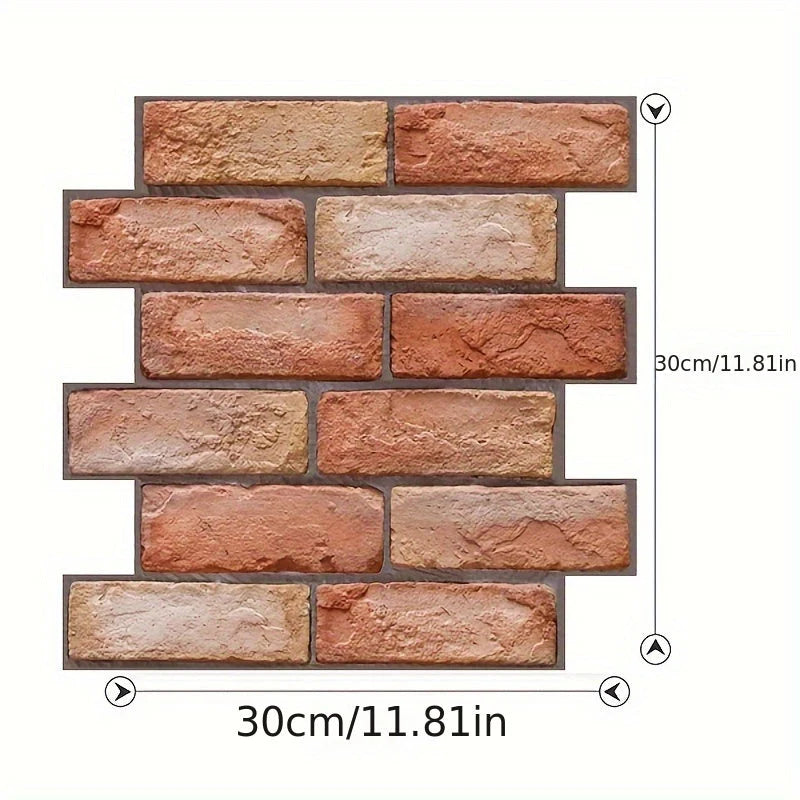 3D Wall Panels Brick & Wood Peel-And-Stick Water-Resistant