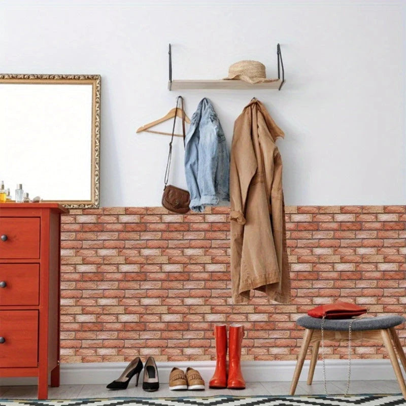 3D Wall Panels Brick & Wood Peel-And-Stick Water-Resistant