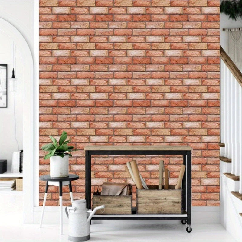 3D Wall Panels Brick & Wood Peel-And-Stick Water-Resistant