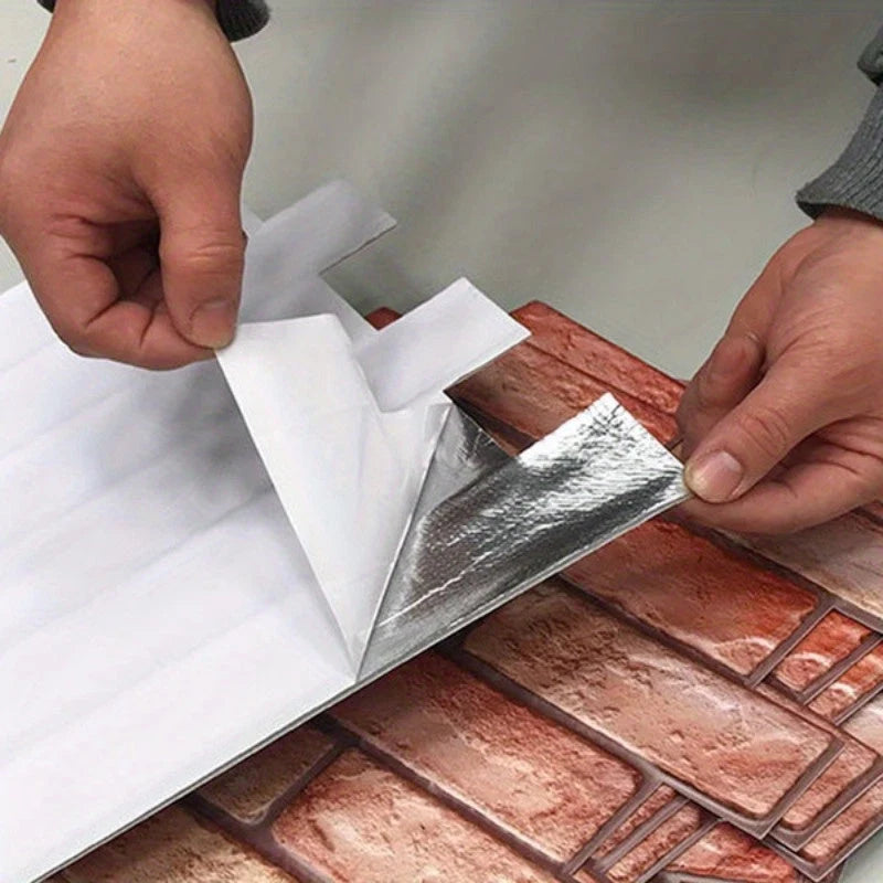 3D Wall Panels Brick & Wood Peel-And-Stick Water-Resistant