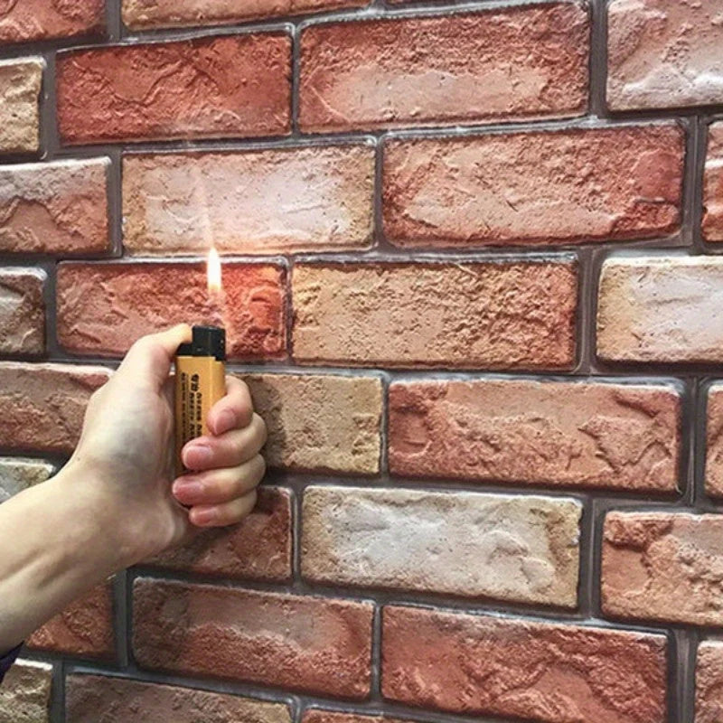 3D Wall Panels Brick & Wood Peel-And-Stick Water-Resistant