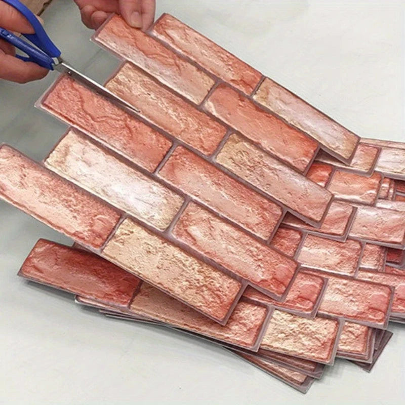 3D Wall Panels Brick & Wood Peel-And-Stick Water-Resistant