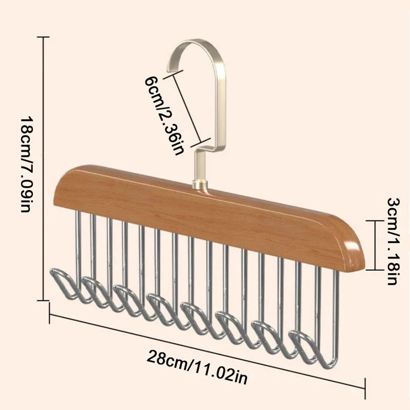Accessory Hanger Organizer Solid Wood 360-Degree Rotating