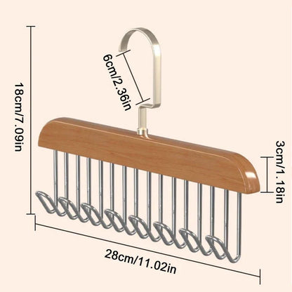 Accessory Hanger Organizer Solid Wood 360-Degree Rotating