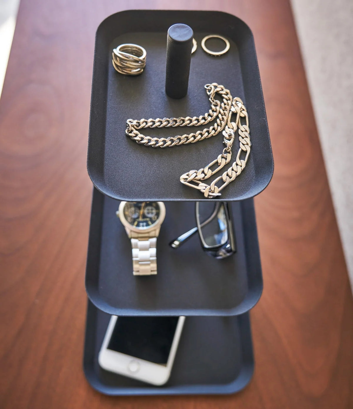 Accessory Organizer Steel Three-Tier Revolving Design