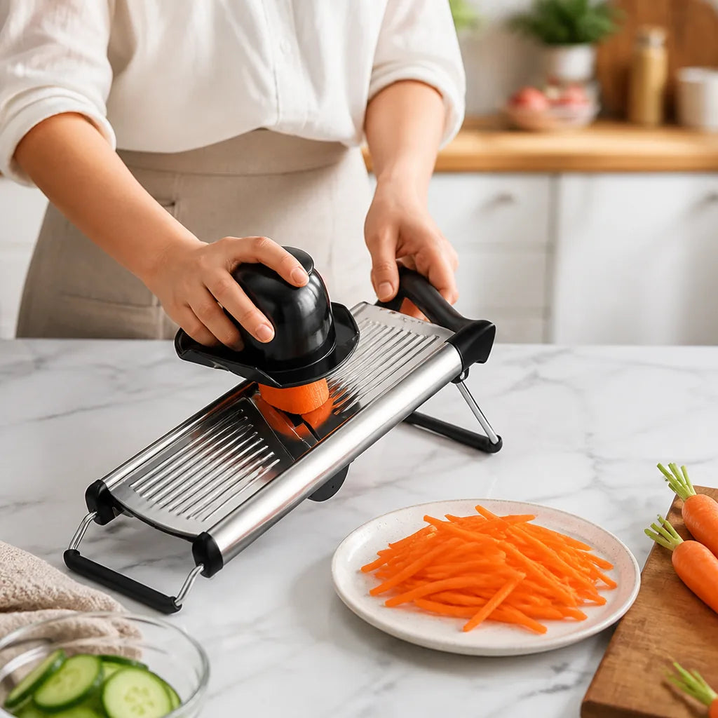 Adjustable Thickness Mandoline Slicer (Stainless Steel Blades)