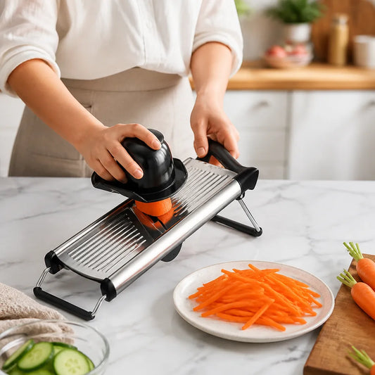 Adjustable Thickness Mandoline Slicer (Stainless Steel Blades)