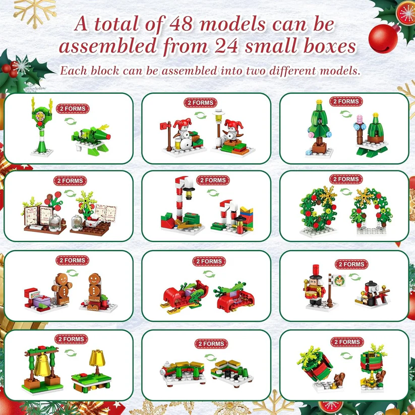 Advent Calendar 24 Mini Building Sets Child-Safe