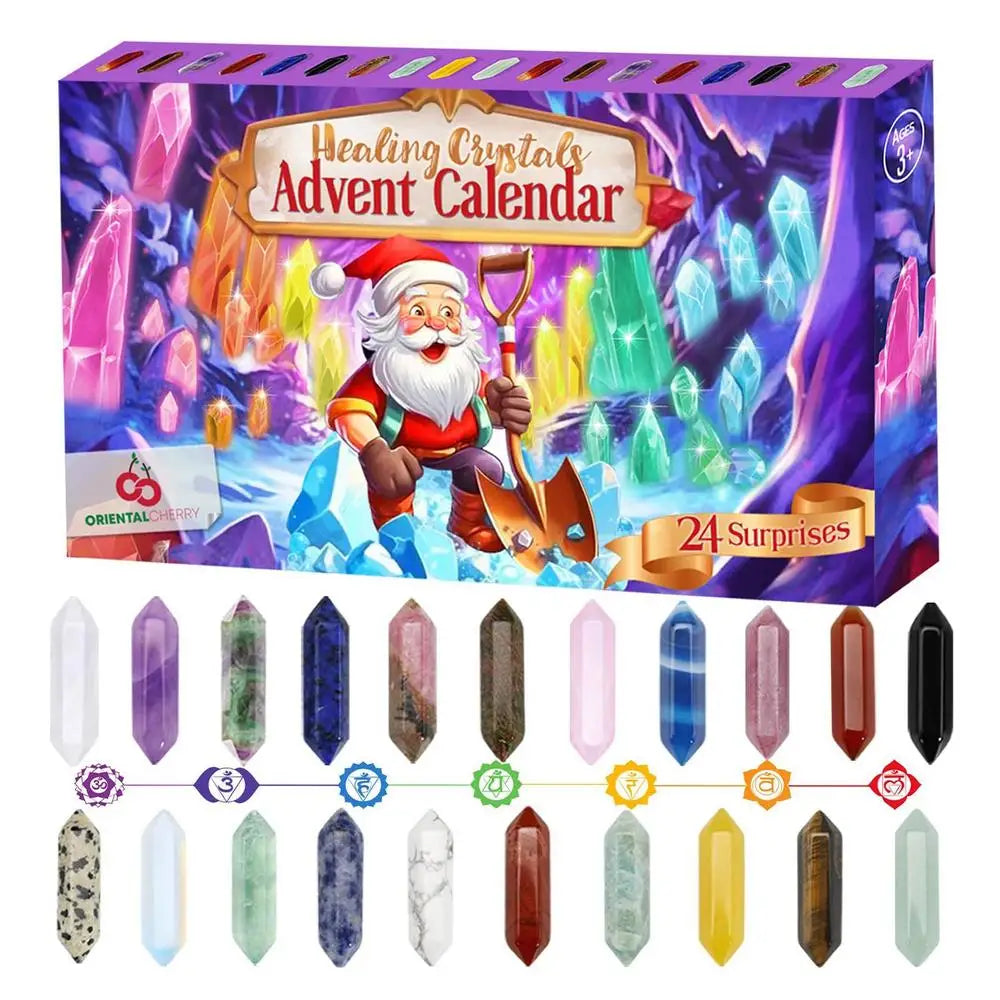 Advent Calendar 24 Natural Gemstones Decorative & Reusable