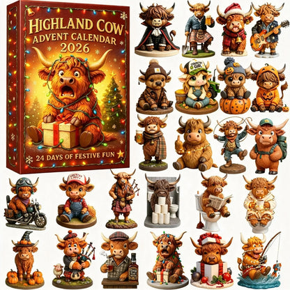 Advent Calendar Highland Cow Figures Set of 24 Resin Figures