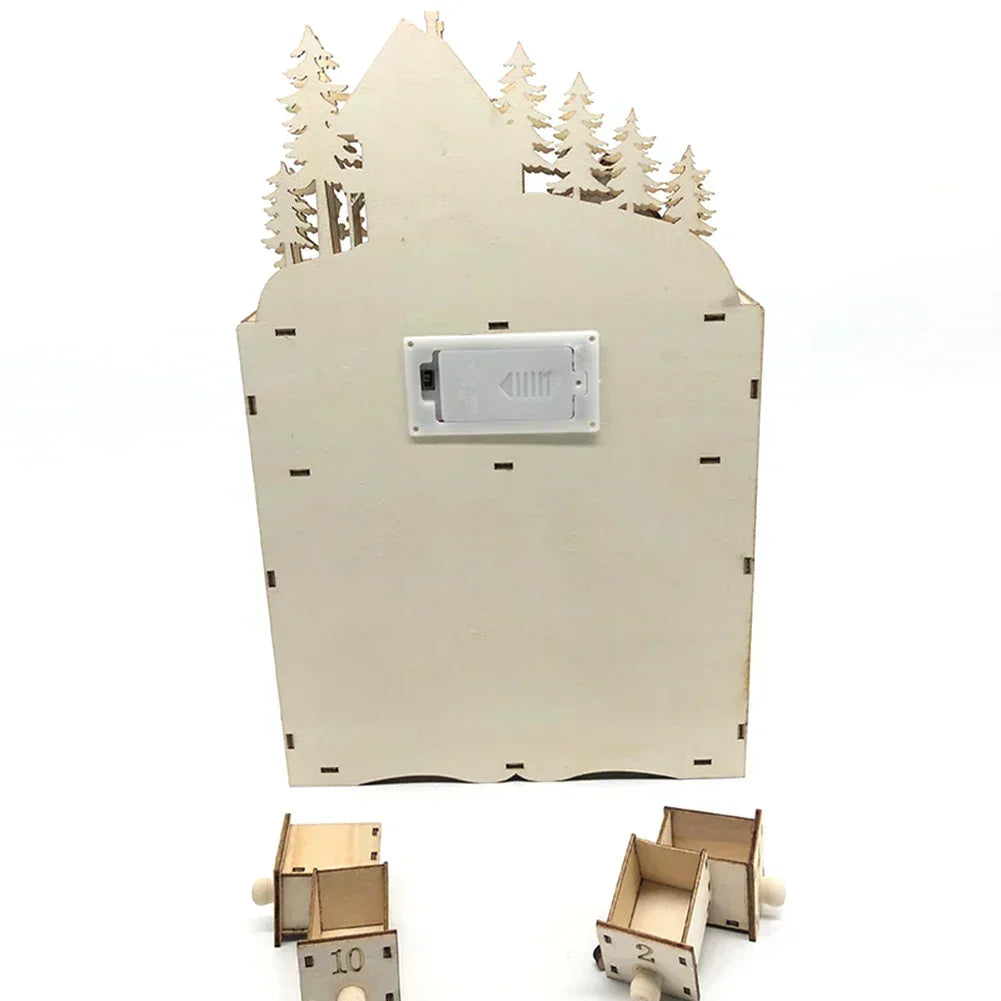 Advent Calendar Wooden Reindeer Village 24 Drawers