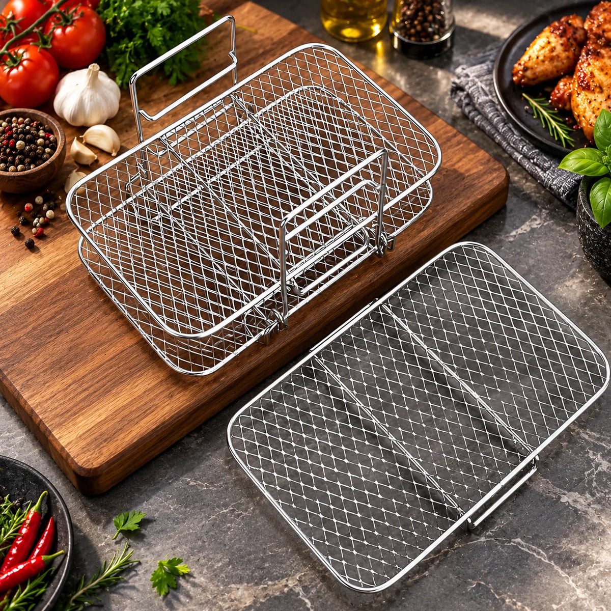 Air Fryer Rack Stackable 3-Tier Stainless Steel