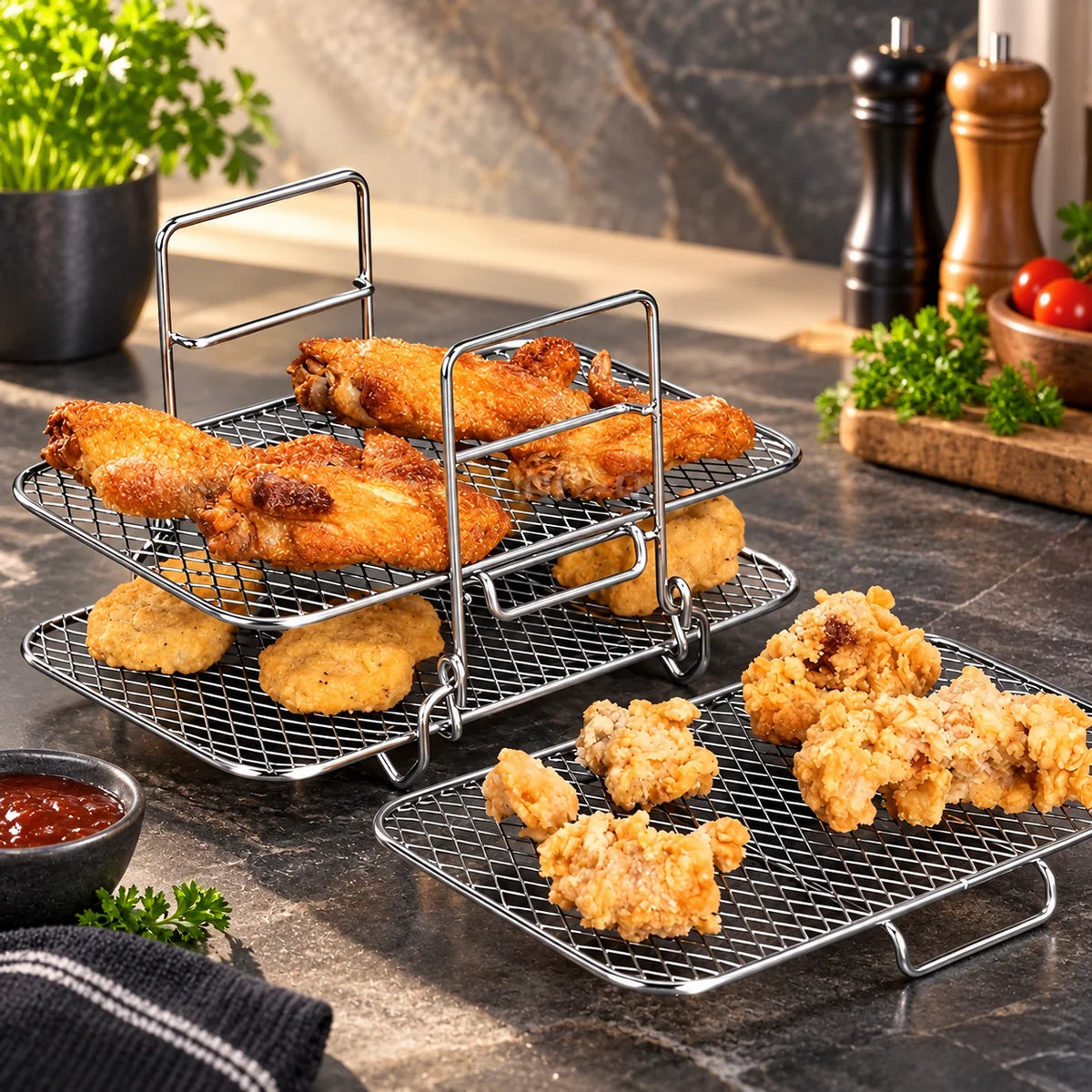 Air Fryer Rack Stackable 3-Tier Stainless Steel