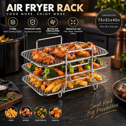 Air Fryer Rack Stackable 3-Tier Stainless Steel
