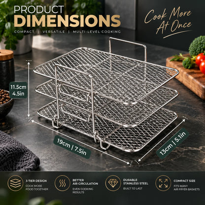 Air Fryer Rack Stackable 3-Tier Stainless Steel
