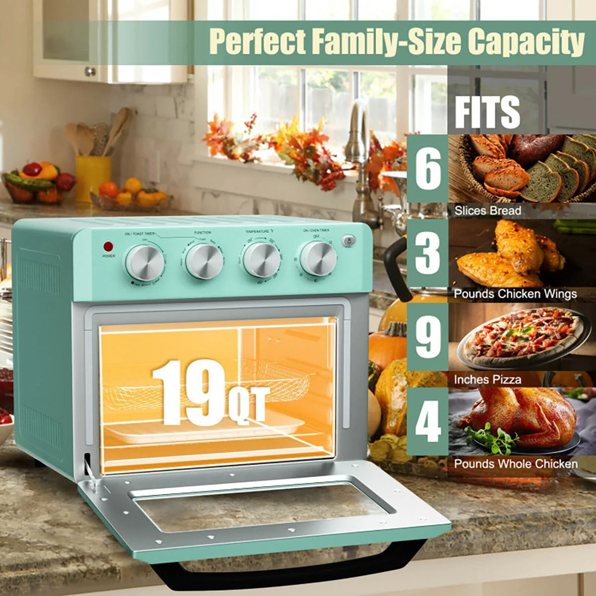 Air Fryer Toaster Oven 19-Quart Convection 7 Functions