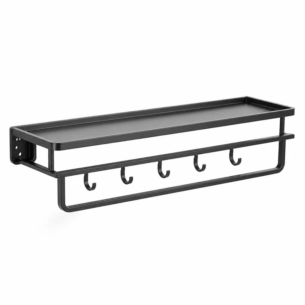 Aluminum Wall-Mounted Kitchen Shelf with Hook Rail