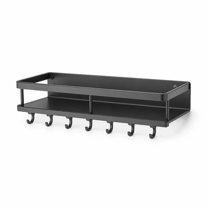 Aluminum Wall-Mounted Kitchen Shelf with Hook Rail
