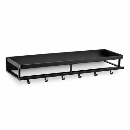 Aluminum Wall-Mounted Kitchen Shelf with Hook Rail