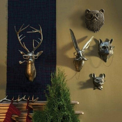 Animal Head Wall Decoration Hand-Painted UV-Resistant Resin