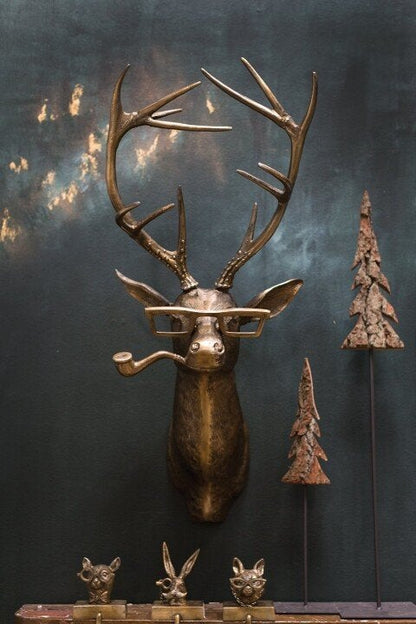 Animal Head Wall Decoration Hand-Painted UV-Resistant Resin