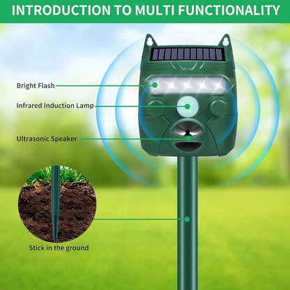 Animal Repeller Solar-Powered Motion-Activated Ultrasonic 5 Modes