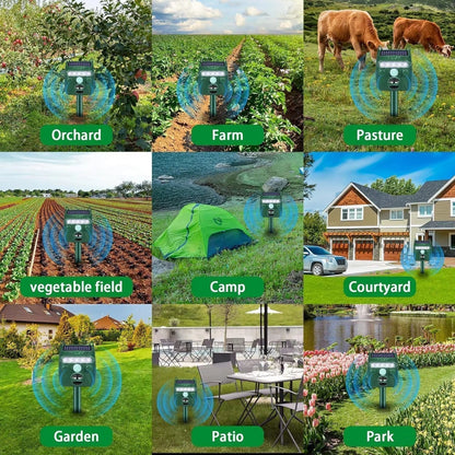 Animal Repeller Solar-Powered Motion-Activated Ultrasonic 5 Modes