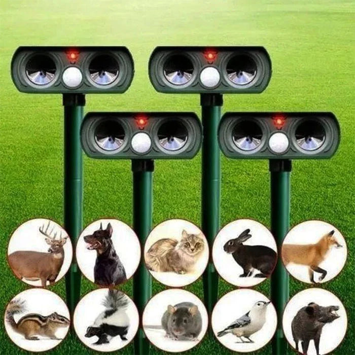 Animal Repeller Solar-Powered Motion-Activated Ultrasonic Deterrent